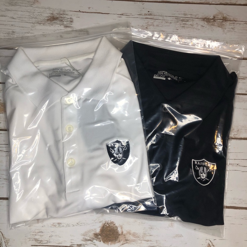 2 NEW Nike NFL Las Vegas Raiders DriFit Golf Polos